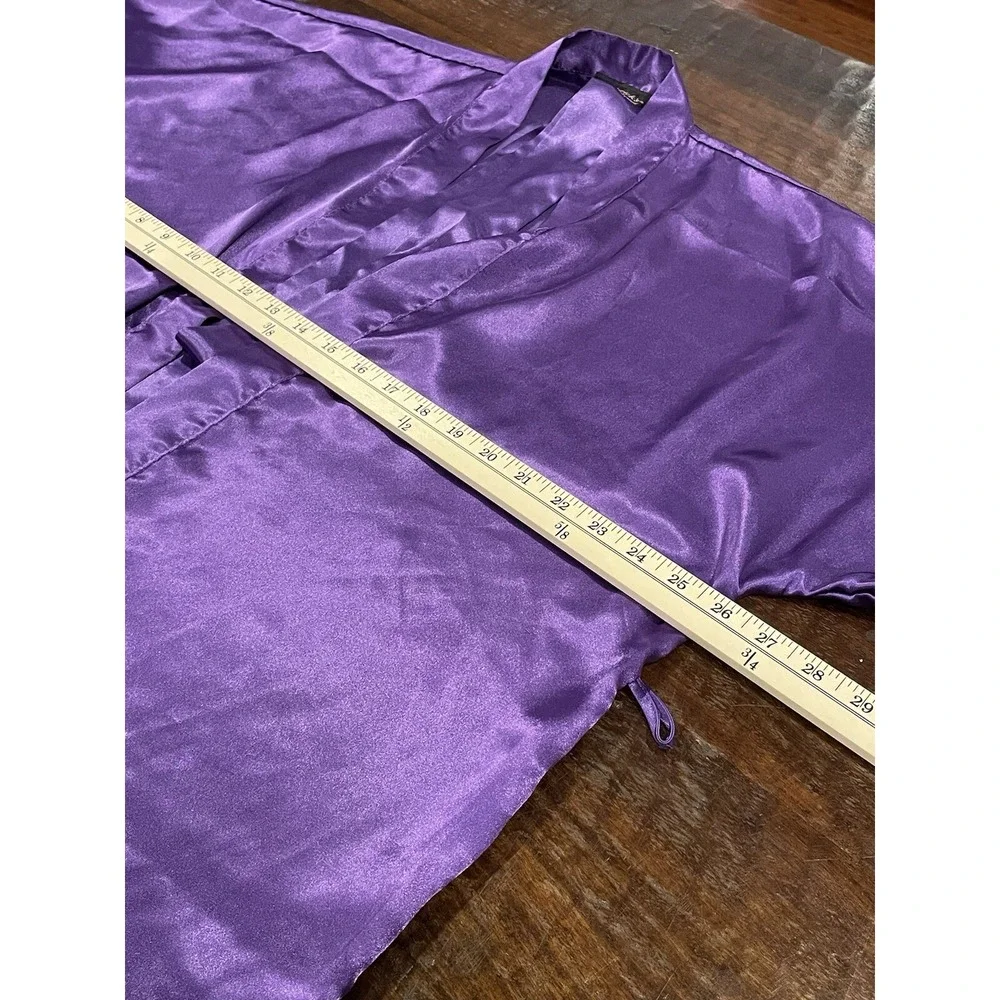 VTG Y2K Fredricks of Hollywood Satin Short Robe‎ Women's Small Purple Lingerie